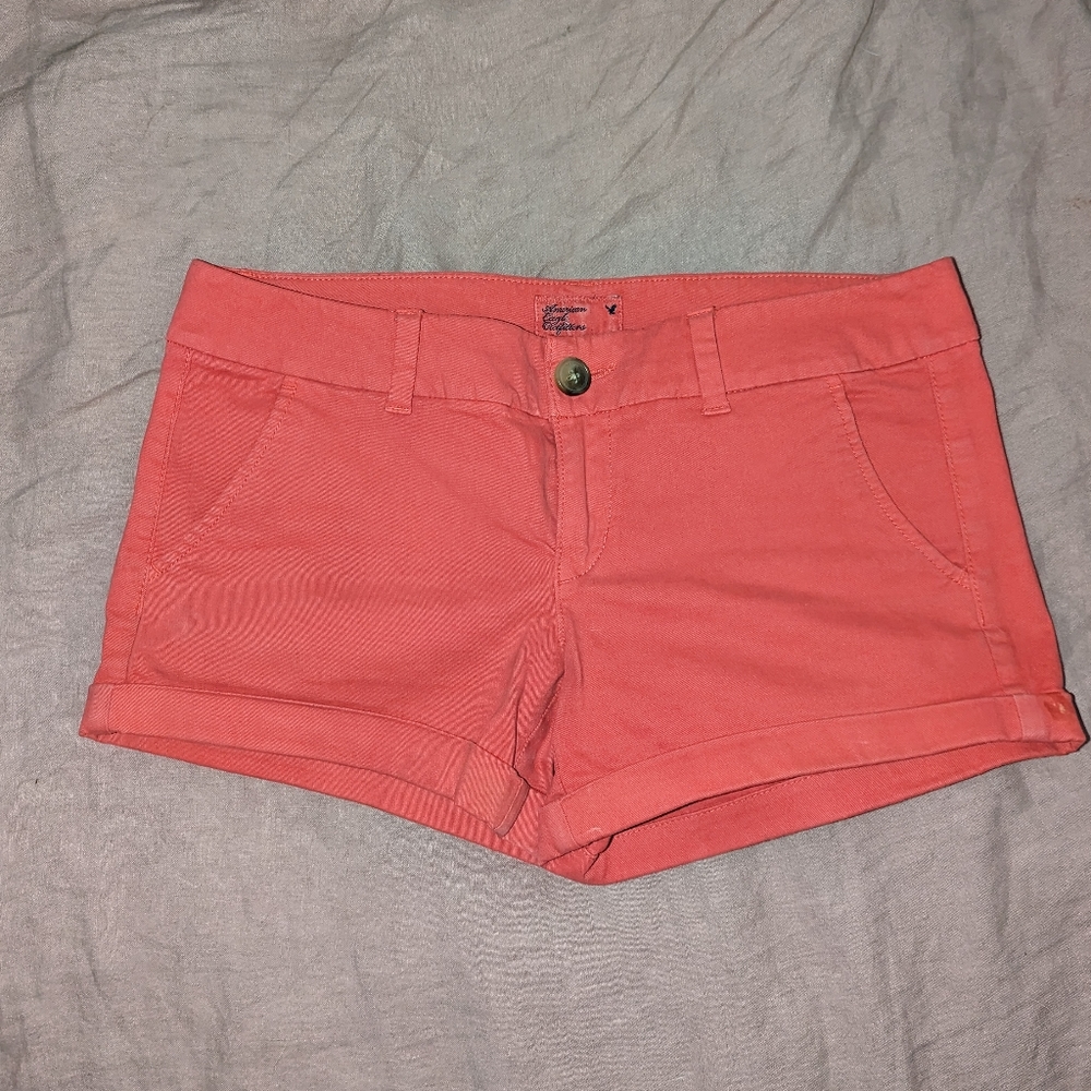 American Eagle Coral Low Rise Shorts, Stretch, Size 4